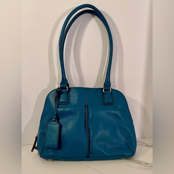 Tignanello Teal Blue Leather Shoulder Handbag - Picture 2 of 9